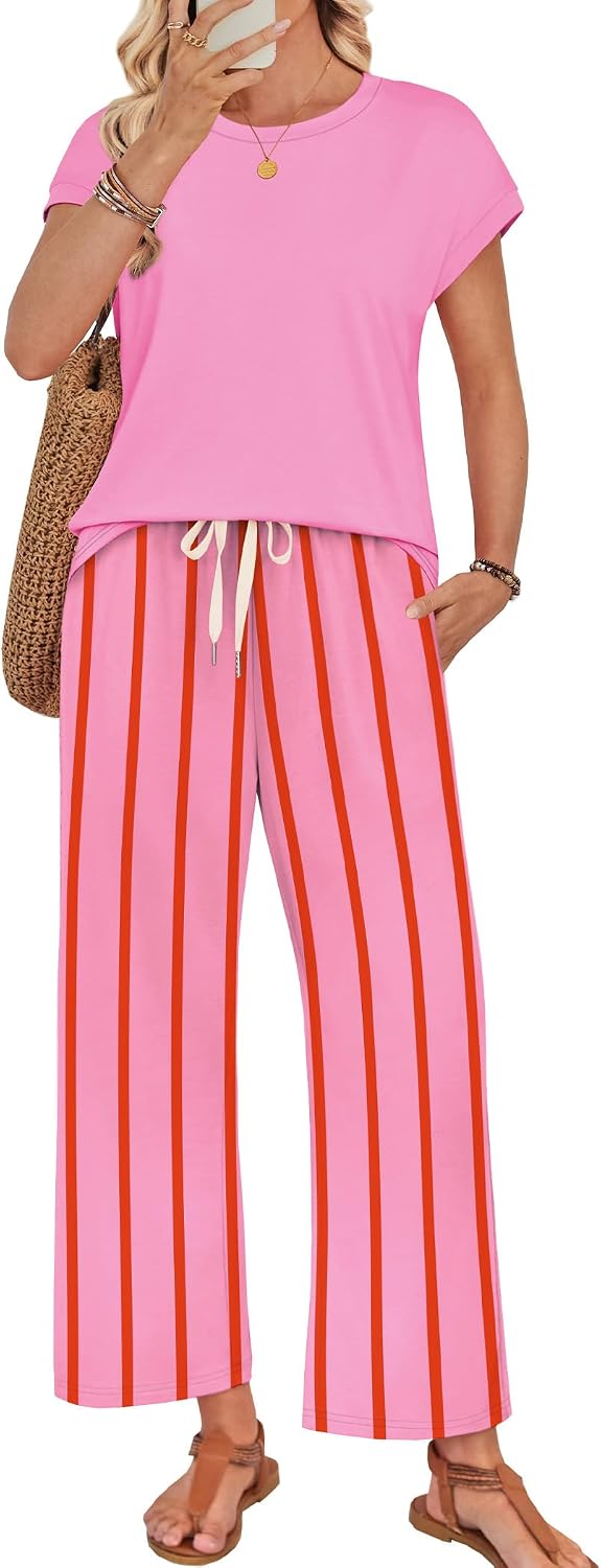 Two Piece Sets for Women Summer Spring Outfits Lounge Sets Beach Vacation Clothes Airport Travel Matching Clothing