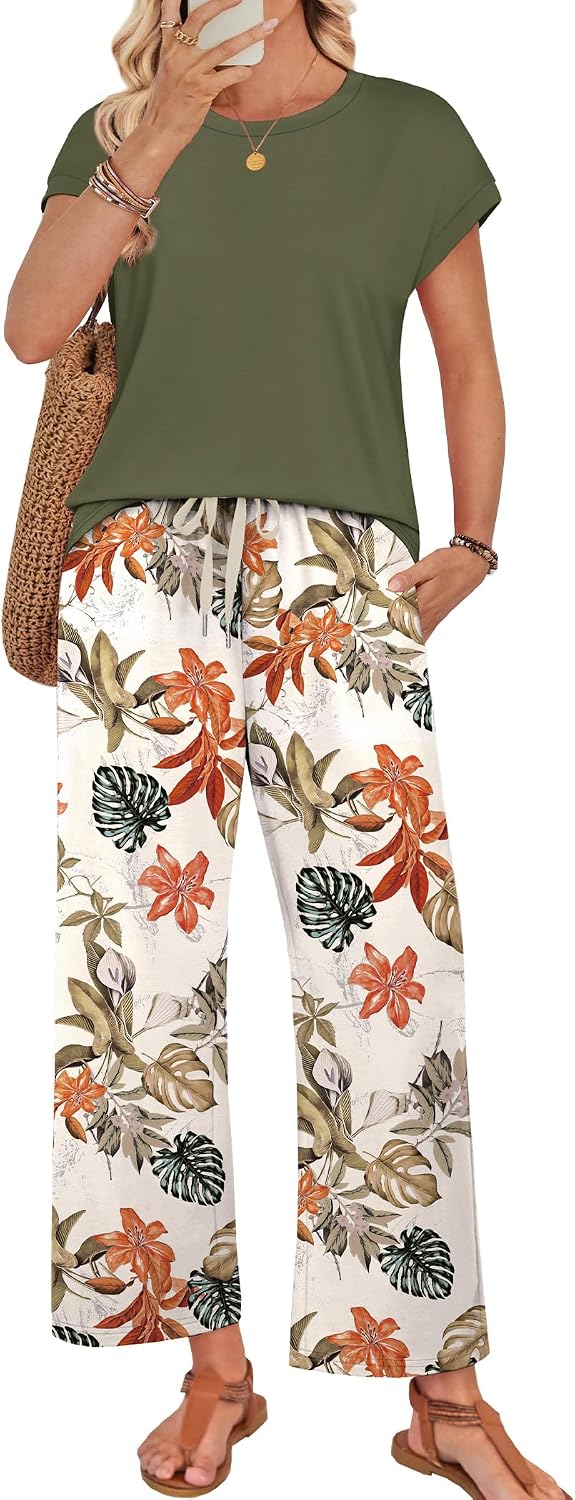 Two Piece Sets for Women Summer Spring Outfits Lounge Sets Beach Vacation Clothes Airport Travel Matching Clothing