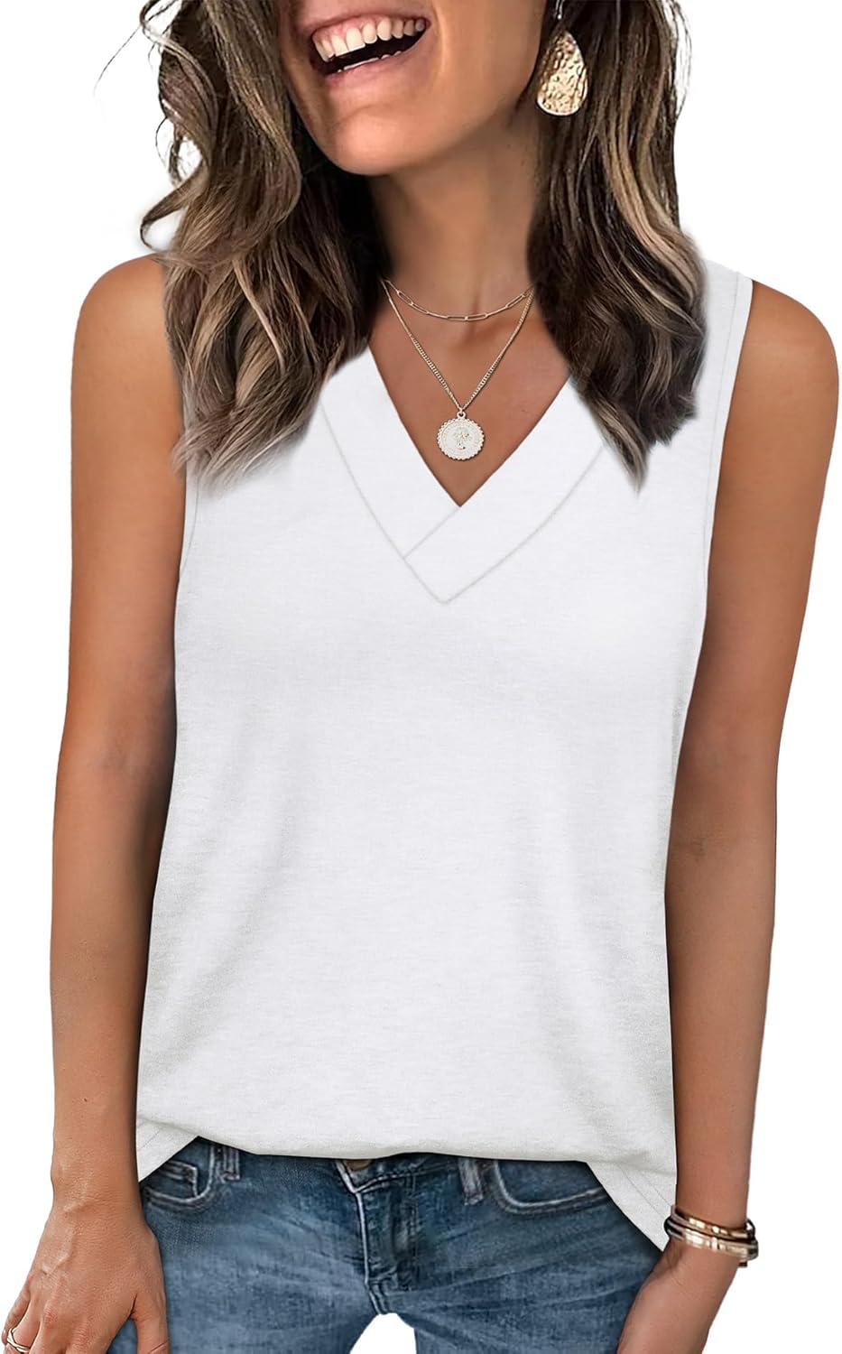 Tank Tops for Women Summer V Neck T Shirts Trendy Sleeveless Basic Tees Fashion Clothing