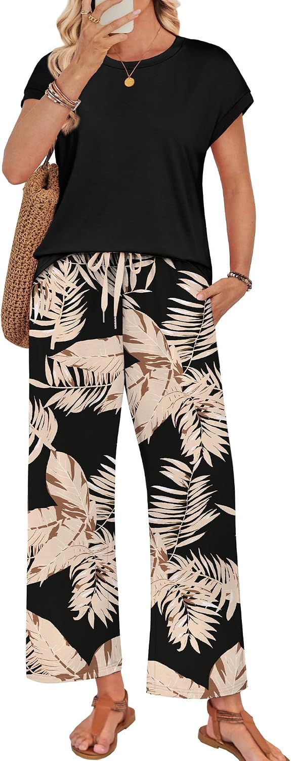Two Piece Sets for Women Summer Spring Outfits Lounge Sets Beach Vacation Clothes Airport Travel Matching Clothing