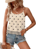 Tank Tops for Women Beaded Spaghetti Strap Cami Flowy Scoop Neck Sleeveless Summer Beach Vacation Spring Clothes