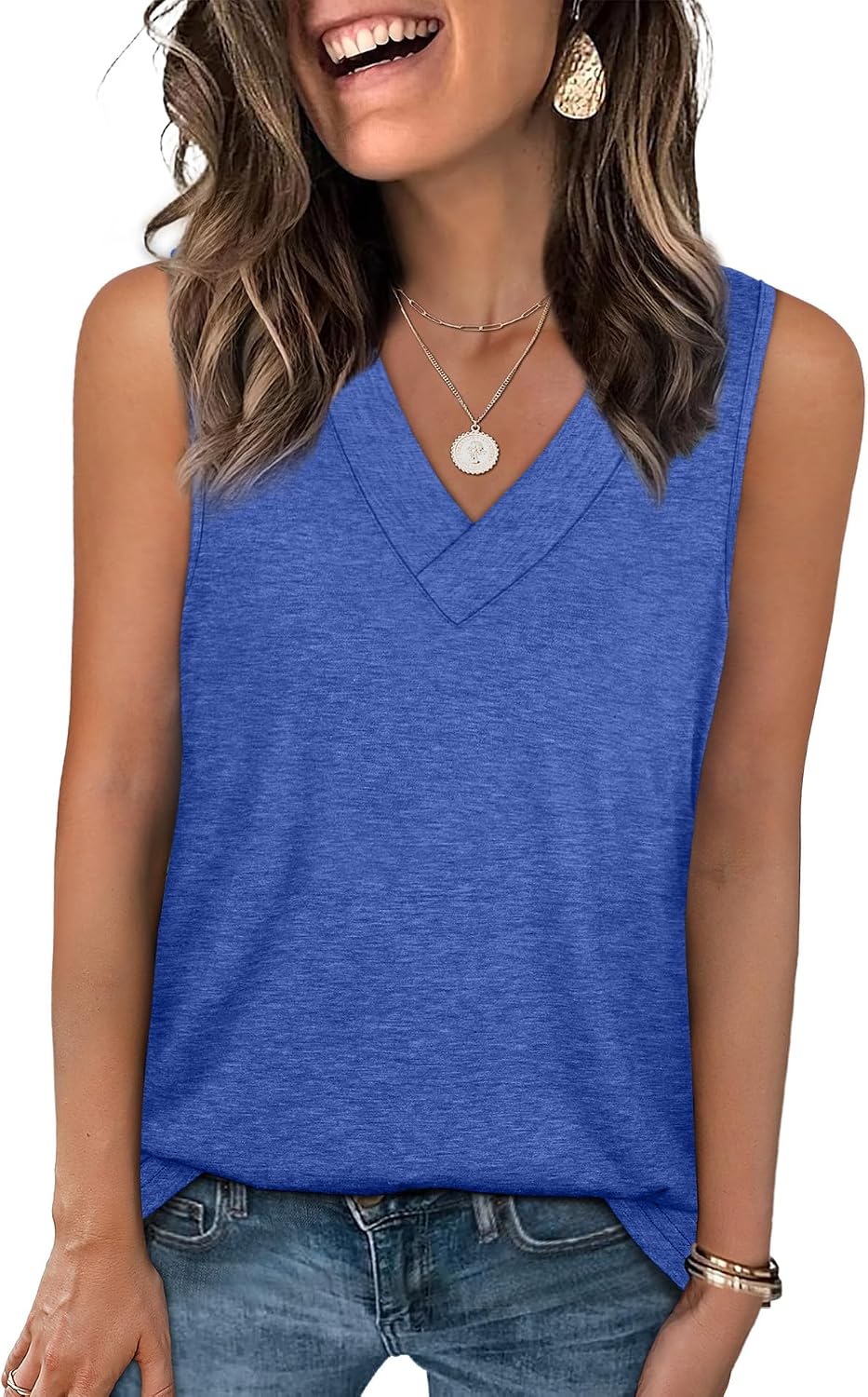 Tank Tops for Women Summer V Neck T Shirts Trendy Sleeveless Basic Tees Fashion Clothing