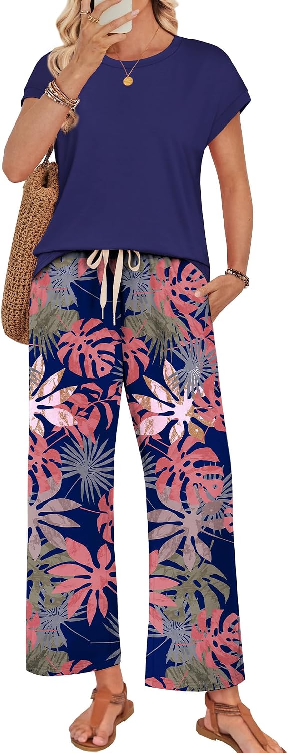 Two Piece Sets for Women Summer Spring Outfits Lounge Sets Beach Vacation Clothes Airport Travel Matching Clothing