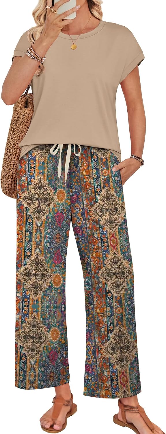Two Piece Sets for Women Summer Spring Outfits Lounge Sets Beach Vacation Clothes Airport Travel Matching Clothing