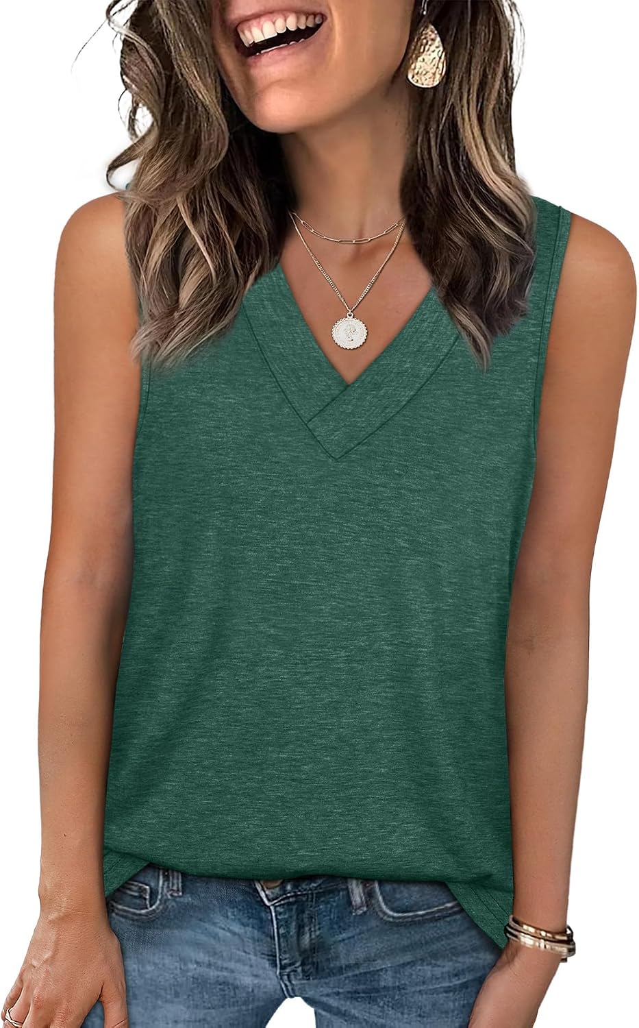 Tank Tops for Women Summer V Neck T Shirts Trendy Sleeveless Basic Tees Fashion Clothing
