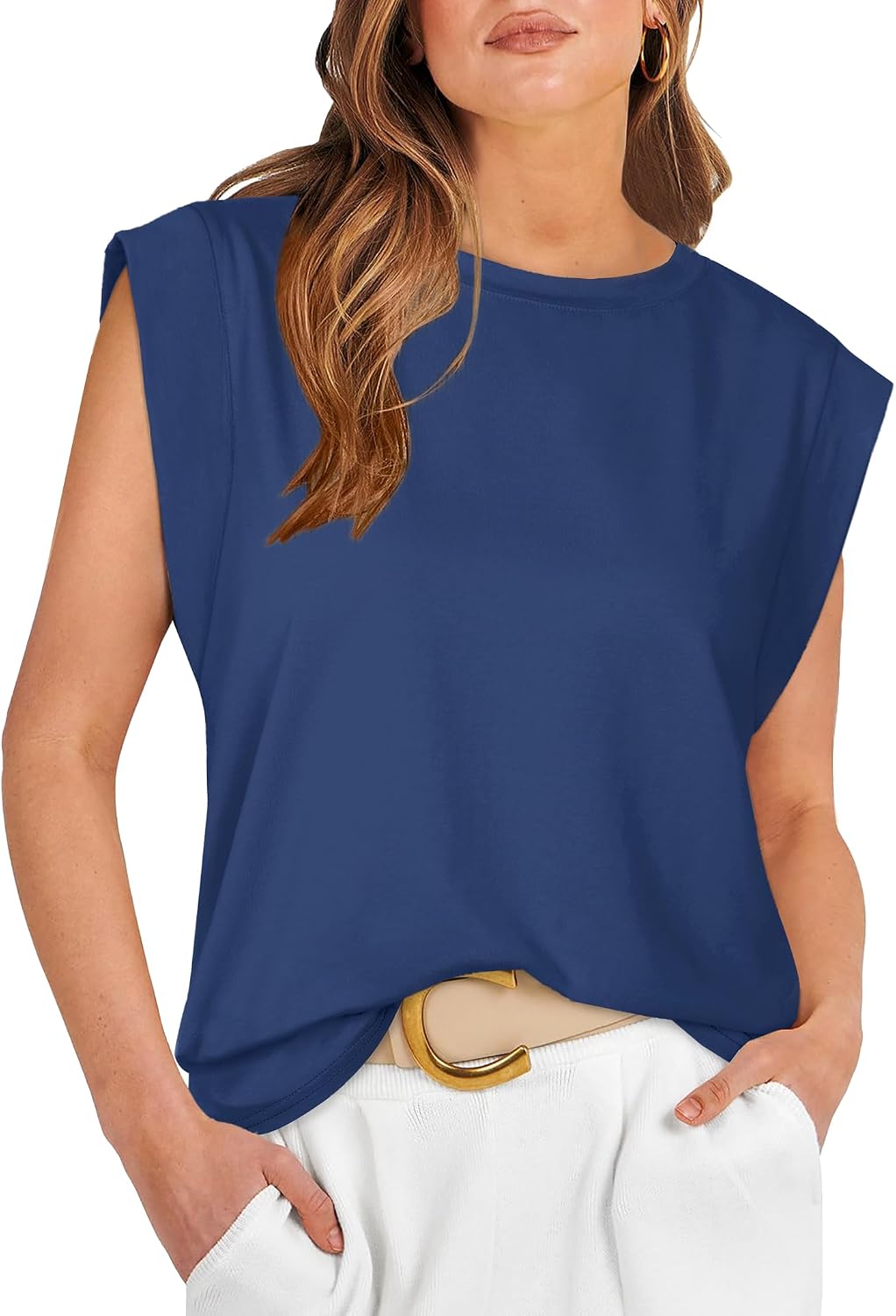 Cap Sleeve Tops for Women Summer Top Basic Tee Shirts Business Casual Tank Loose Fit 2026 Fashion
