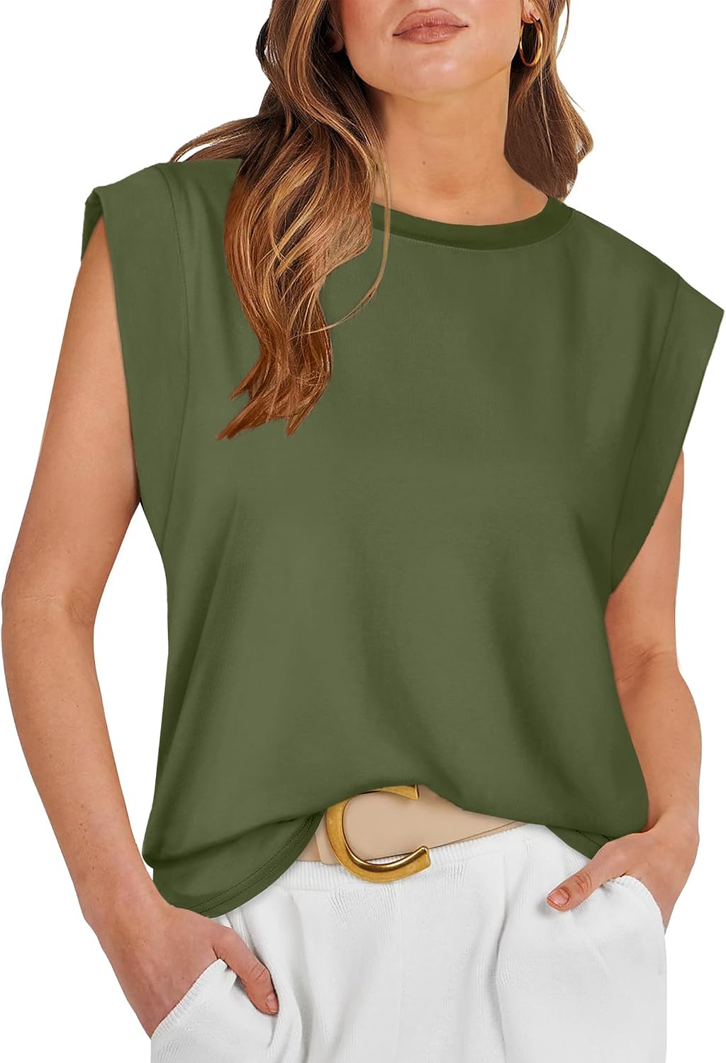 Cap Sleeve Tops for Women Summer Top Basic Tee Shirts Business Casual Tank Loose Fit 2026 Fashion