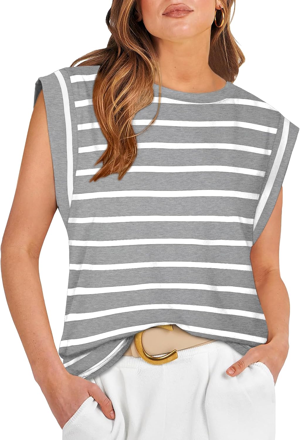 Cap Sleeve Tops for Women Summer Top Basic Tee Shirts Business Casual Tank Loose Fit 2026 Fashion