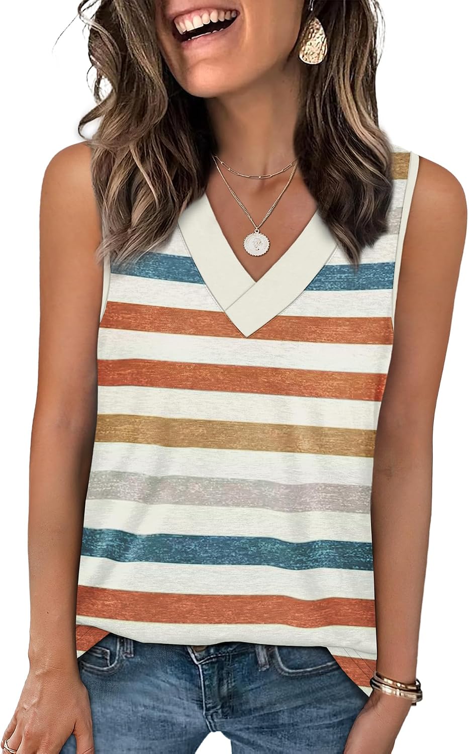 Tank Tops for Women Summer V Neck T Shirts Trendy Sleeveless Basic Tees Fashion Clothing