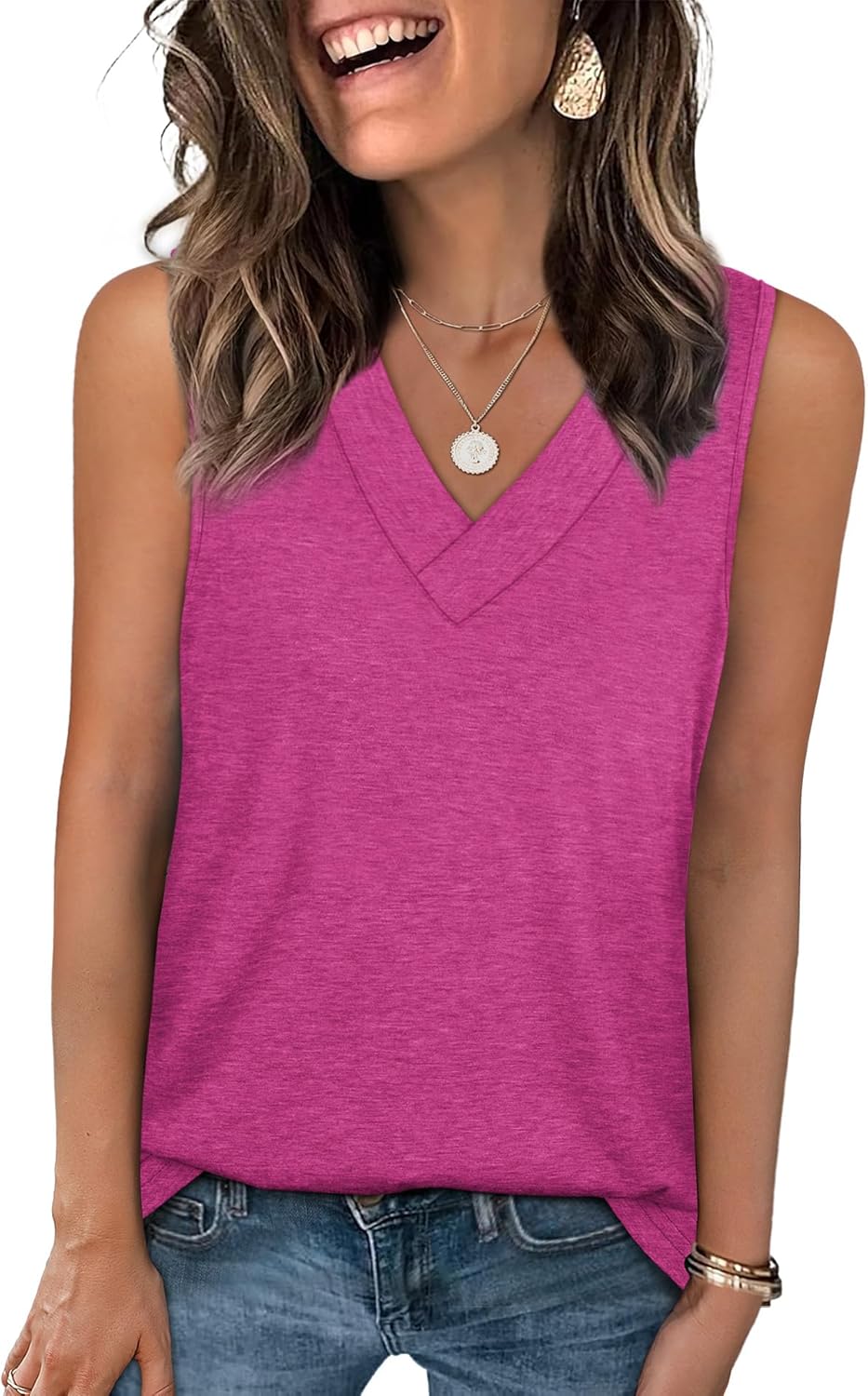 Tank Tops for Women Summer V Neck T Shirts Trendy Sleeveless Basic Tees Fashion Clothing