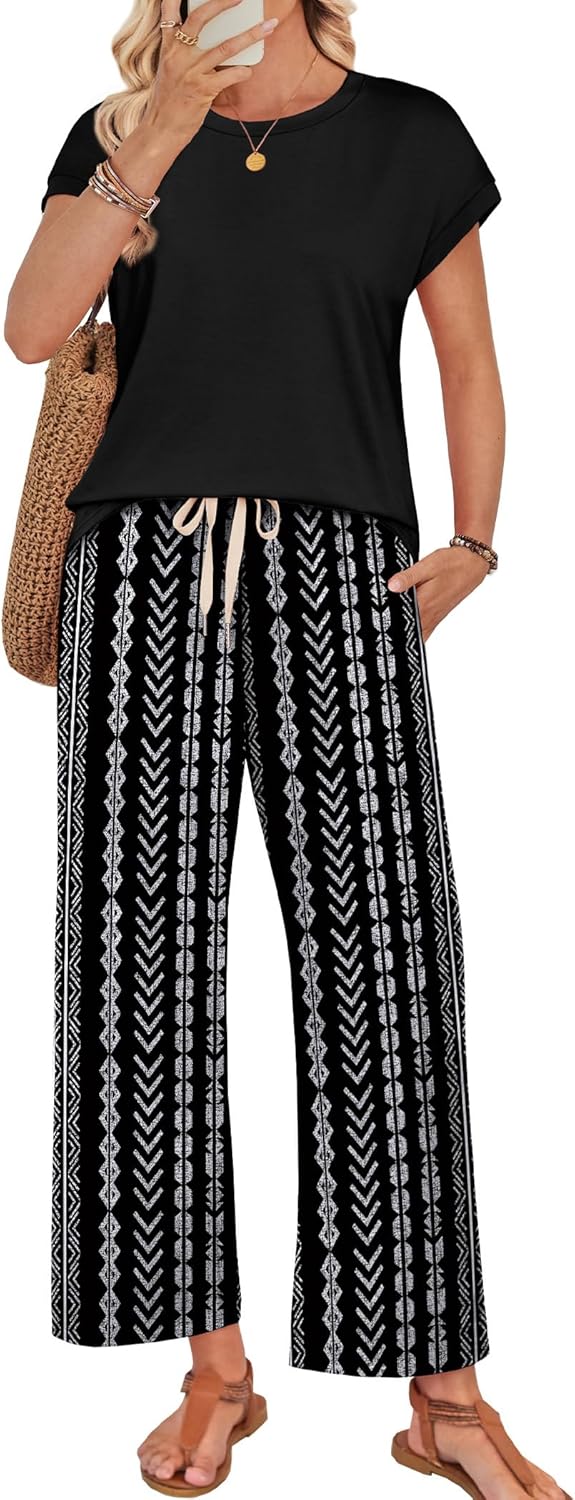 Two Piece Sets for Women Summer Spring Outfits Lounge Sets Beach Vacation Clothes Airport Travel Matching Clothing