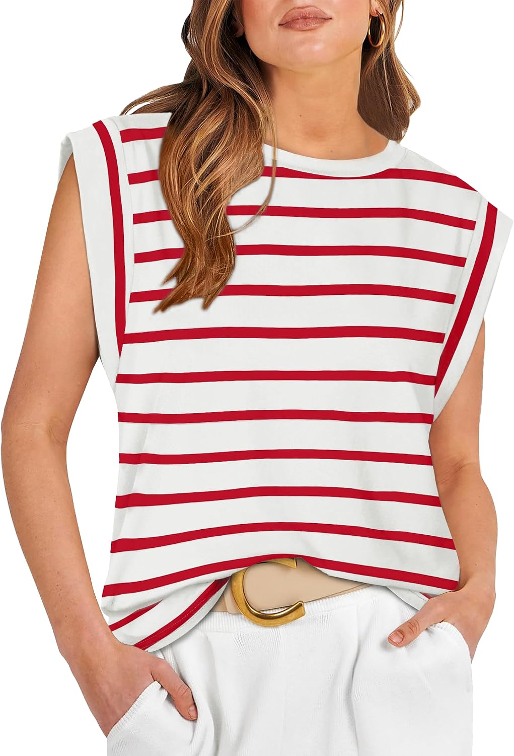 Cap Sleeve Tops for Women Summer Top Basic Tee Shirts Business Casual Tank Loose Fit 2026 Fashion
