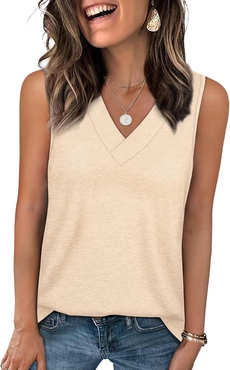 Tank Tops for Women Summer V Neck T Shirts Trendy Sleeveless Basic Tees Fashion Clothing