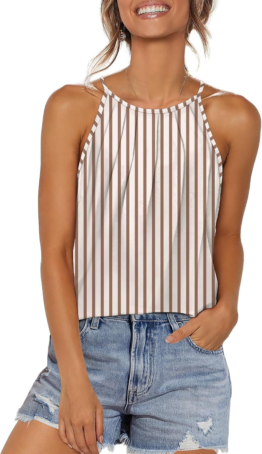 Womens Pleated Tank Tops Spaghetti Strap Camisole Halter Tops Curved Hem Fashion 2026
