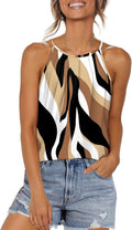 Womens Pleated Tank Tops Spaghetti Strap Camisole Halter Tops Curved Hem Fashion 2026