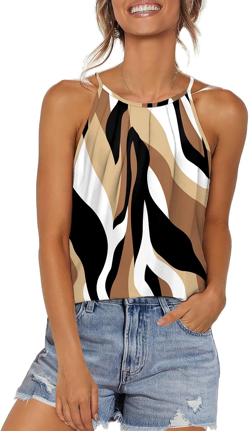 Womens Pleated Tank Tops Spaghetti Strap Camisole Halter Tops Curved Hem Fashion 2026