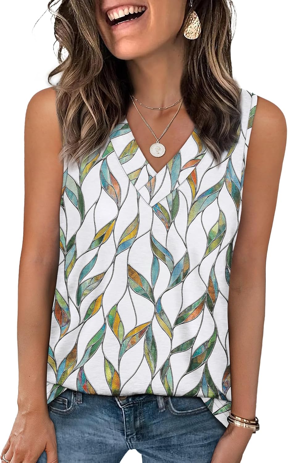 Tank Tops for Women Summer V Neck T Shirts Trendy Sleeveless Basic Tees Fashion Clothing