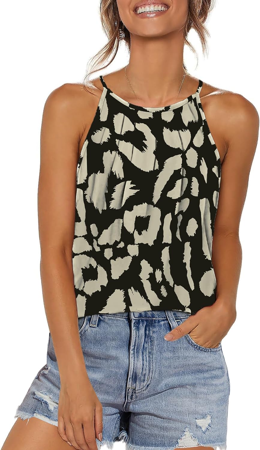 Womens Pleated Tank Tops Spaghetti Strap Camisole Halter Tops Curved Hem Fashion 2026