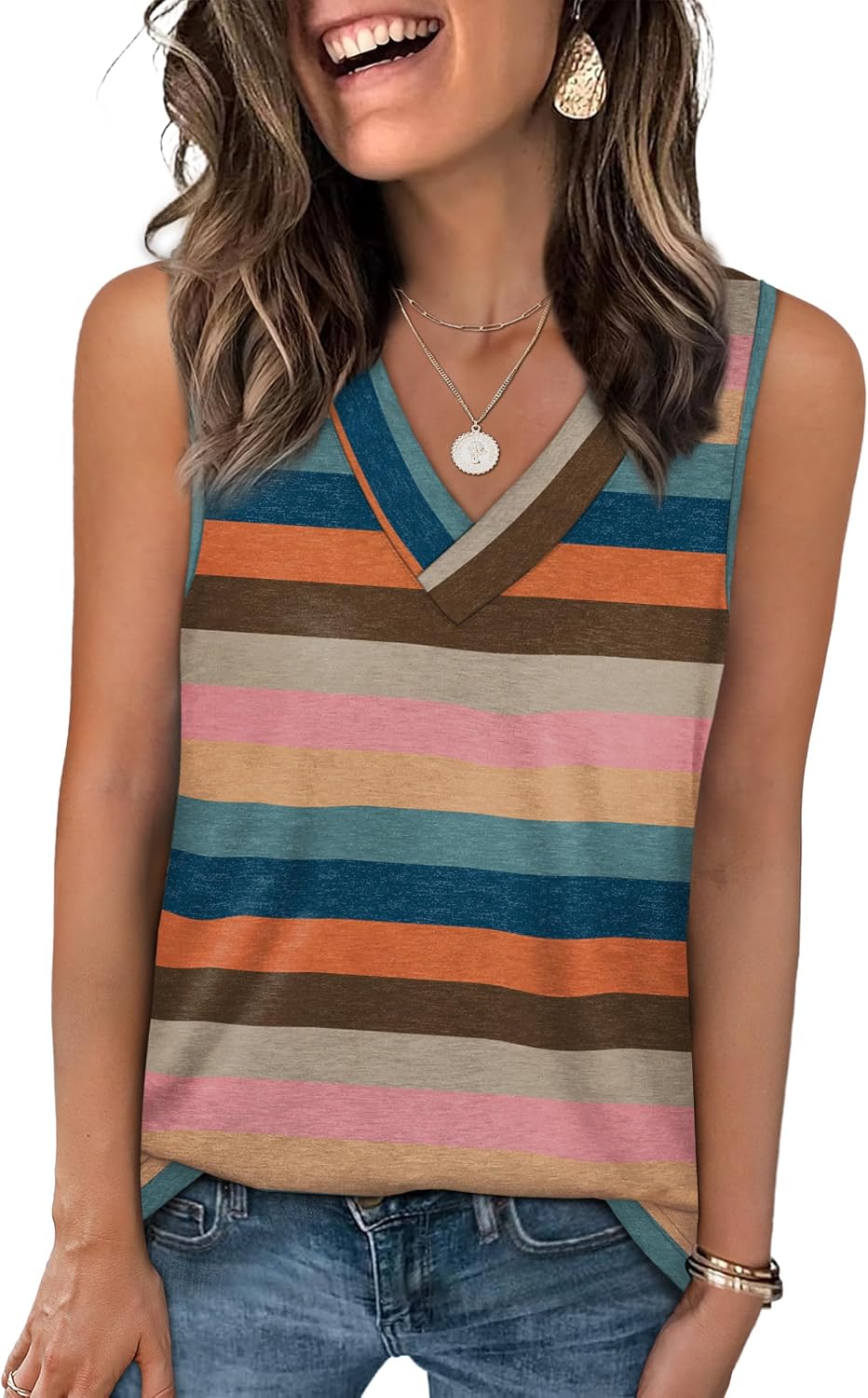 Tank Tops for Women Summer V Neck T Shirts Trendy Sleeveless Basic Tees Fashion Clothing