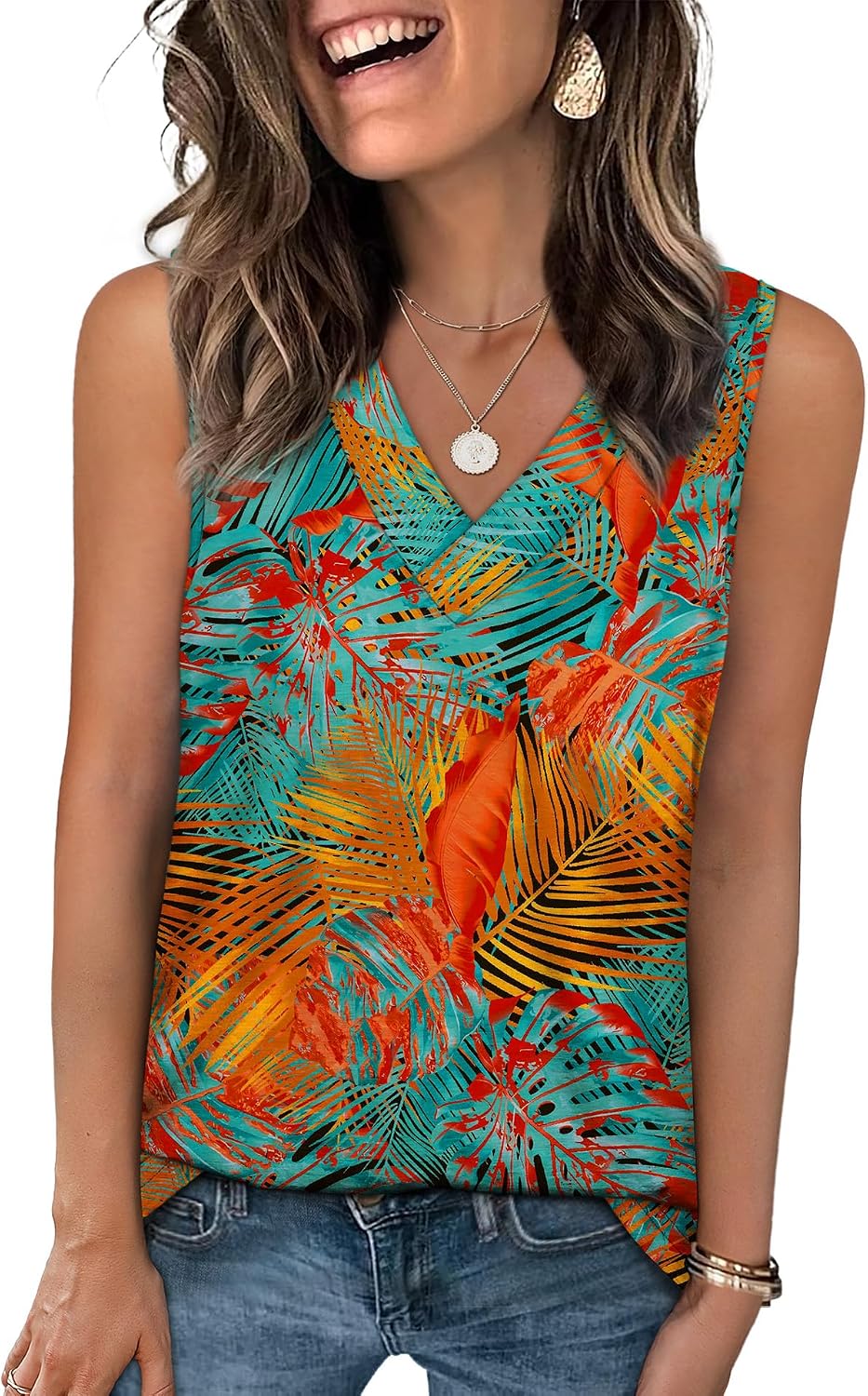 Tank Tops for Women Summer V Neck T Shirts Trendy Sleeveless Basic Tees Fashion Clothing