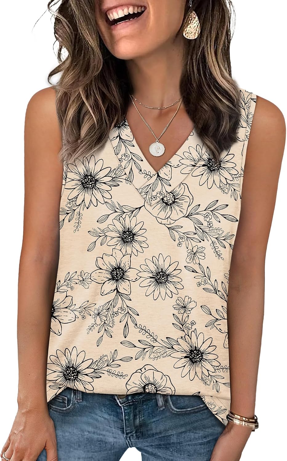 Tank Tops for Women Summer V Neck T Shirts Trendy Sleeveless Basic Tees Fashion Clothing