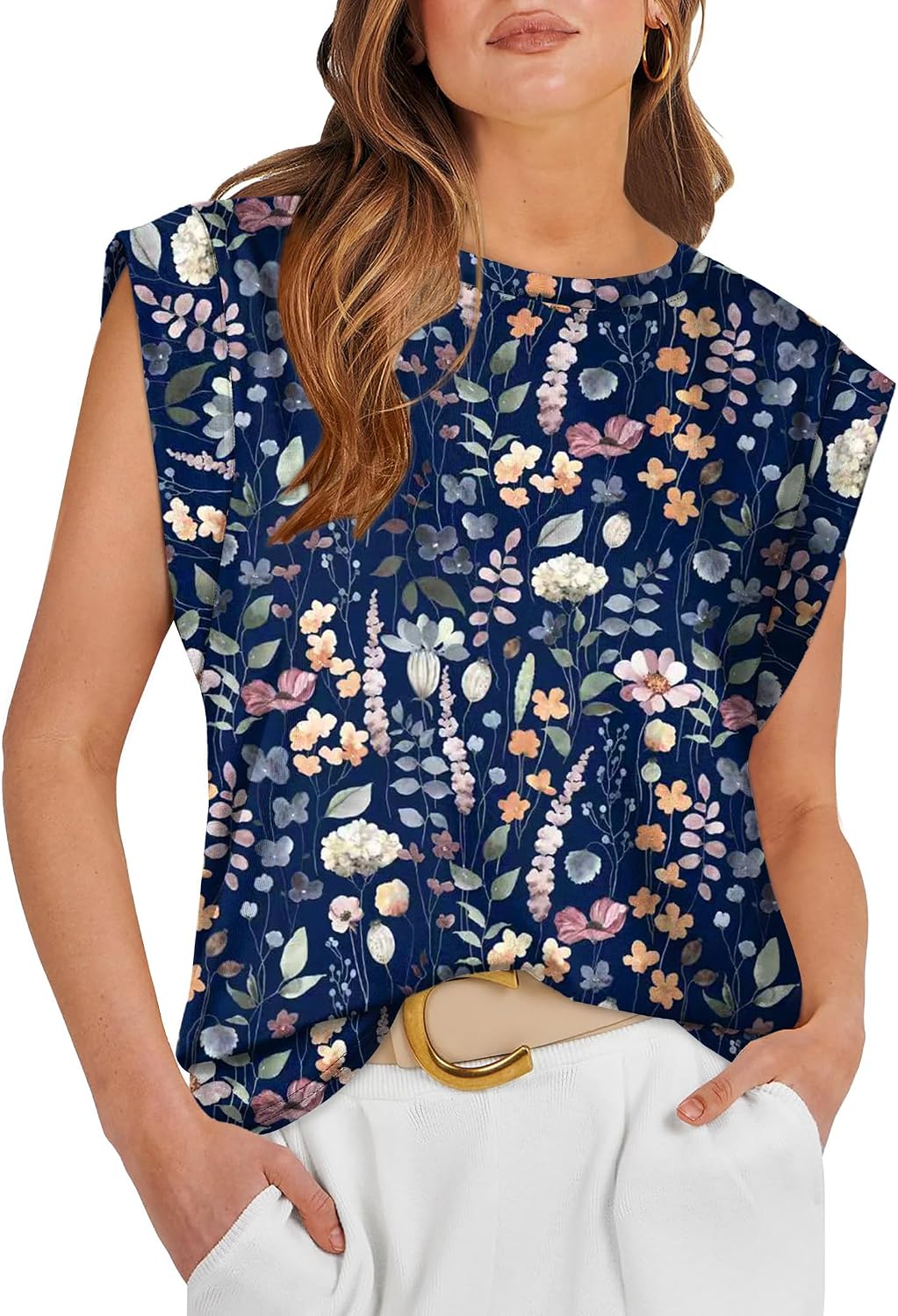 Cap Sleeve Tops for Women Summer Top Basic Tee Shirts Business Casual Tank Loose Fit 2026 Fashion