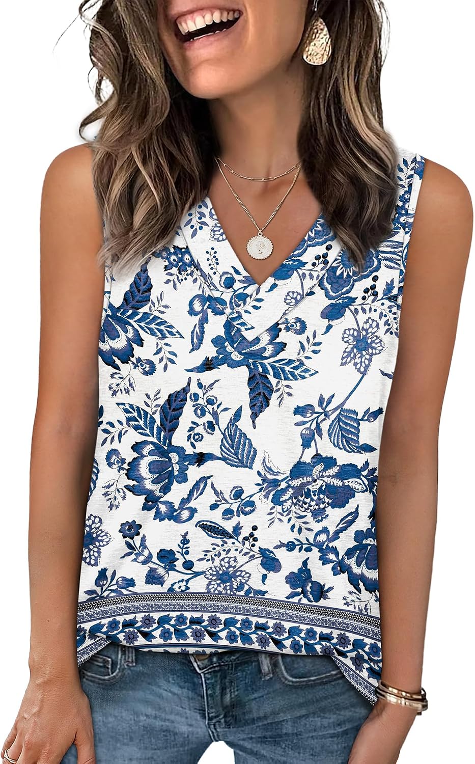 Tank Tops for Women Summer V Neck T Shirts Trendy Sleeveless Basic Tees Fashion Clothing