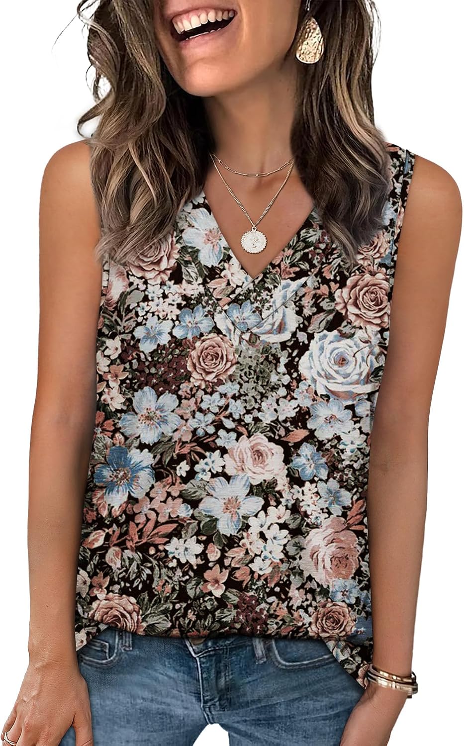 Tank Tops for Women Summer V Neck T Shirts Trendy Sleeveless Basic Tees Fashion Clothing