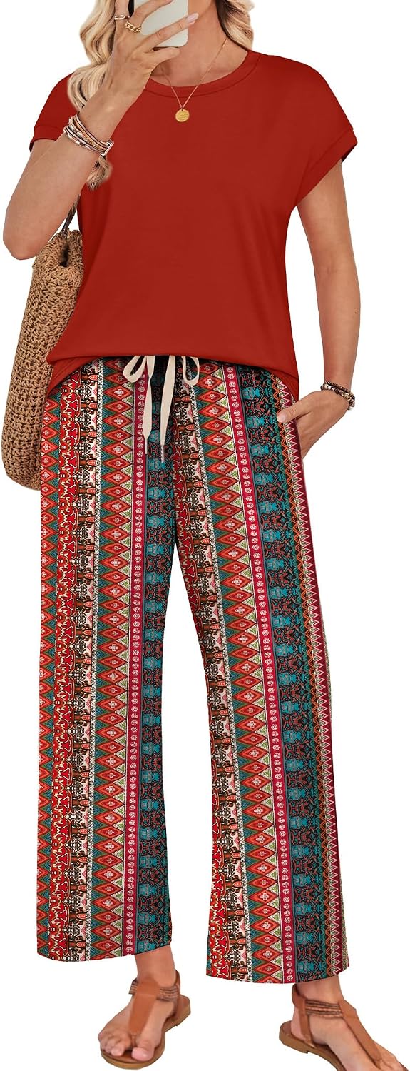Two Piece Sets for Women Summer Spring Outfits Lounge Sets Beach Vacation Clothes Airport Travel Matching Clothing