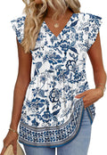 Womens Summer Tops 2026 Babydoll Shirts Ruffle Sleeve Spring Outfits Dressy Casual Blouses
